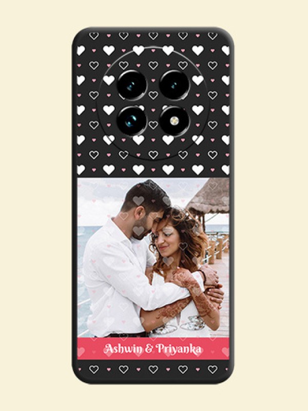 White Color Love Symbols with Text Design on Photo On Space Black Custom Soft Matte Mobile Back Cover - Realme 13 Pro Plus 5G