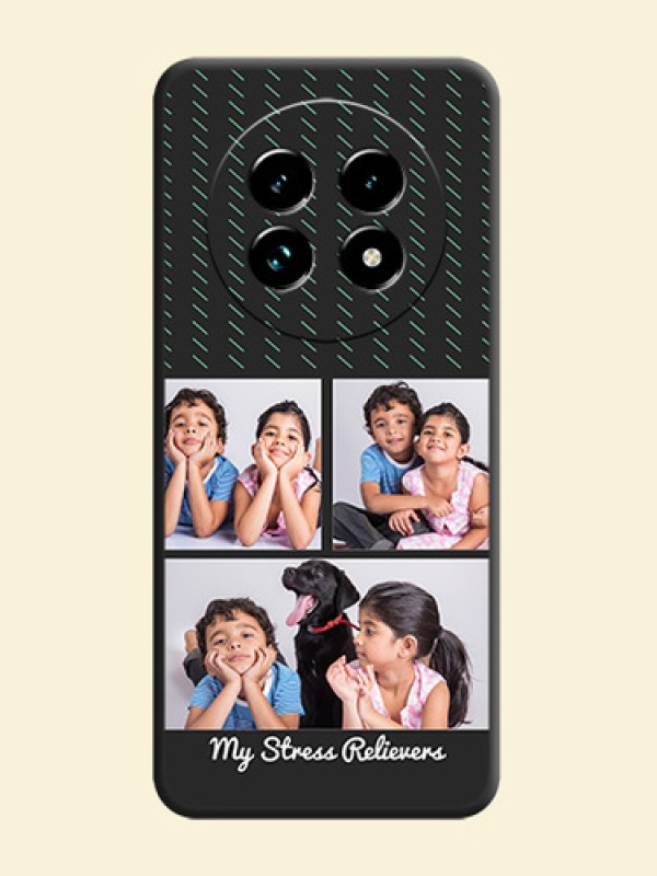 Cross Dotted Pattern with 2 Image Holder On Space Black Custom Soft Matte Mobile Back Cover - Realme 13 Pro Plus 5G