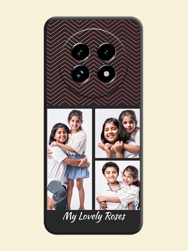Wave Pattern with 3 Image Holder On Space Black Custom Soft Matte Mobile Back Cover - Realme 13 Pro Plus 5G