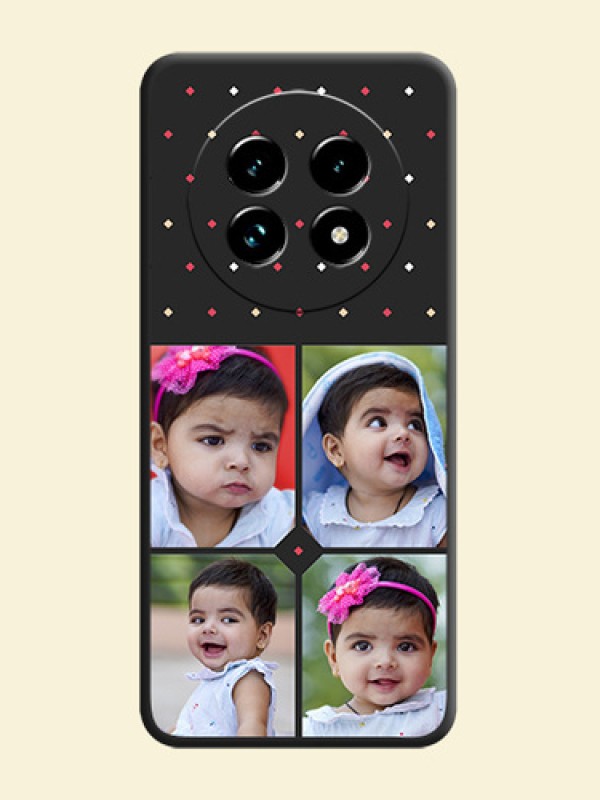 Multicolor Dotted Pattern with 4 Image Holder On Space Black Custom Soft Matte Mobile Back Cover - Realme 13 Pro Plus 5G
