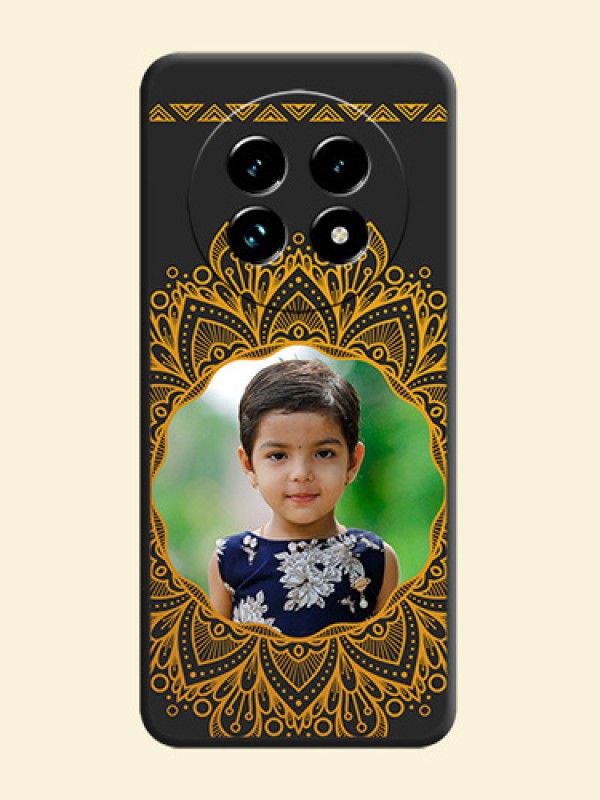 Round Image with Floral Design On Space Black Custom Soft Matte Mobile Back Cover - Realme 13 Pro Plus 5G