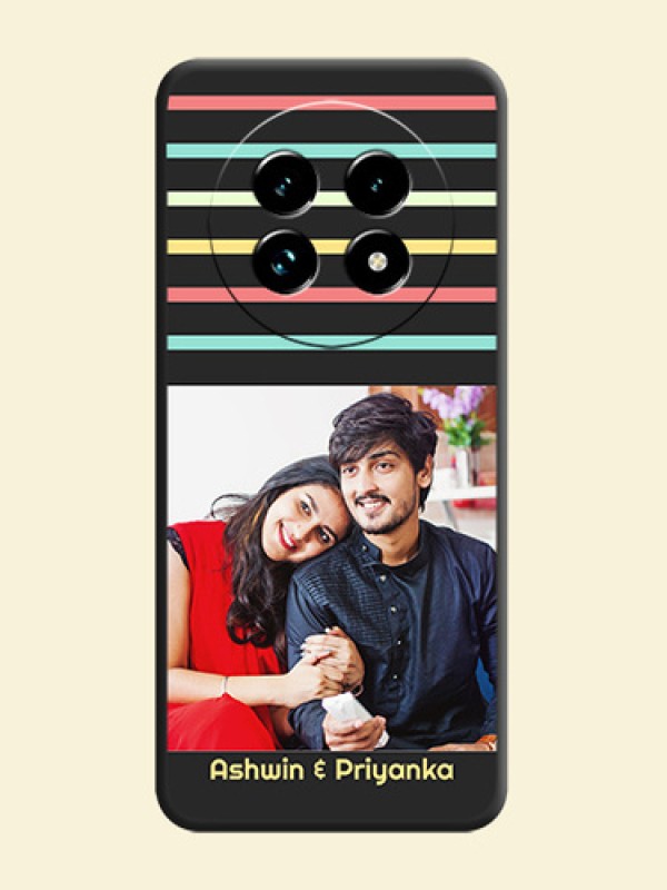 Color Stripes with Photo and Text on Photo On Space Black Custom Soft Matte Mobile Back Cover - Realme 13 Pro Plus 5G