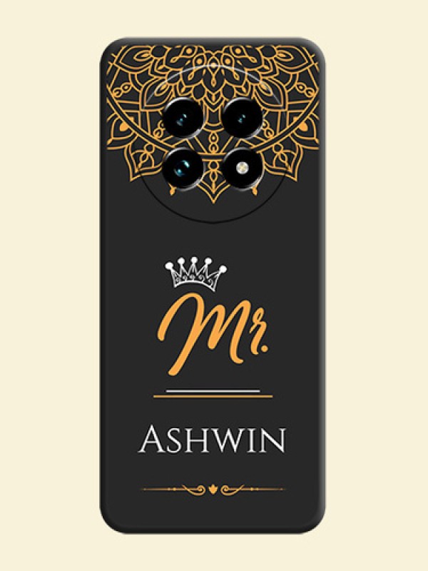 Mr Name with Floral Design On Space Black Custom Soft Matte Mobile Back Cover - Realme 13 Pro Plus 5G
