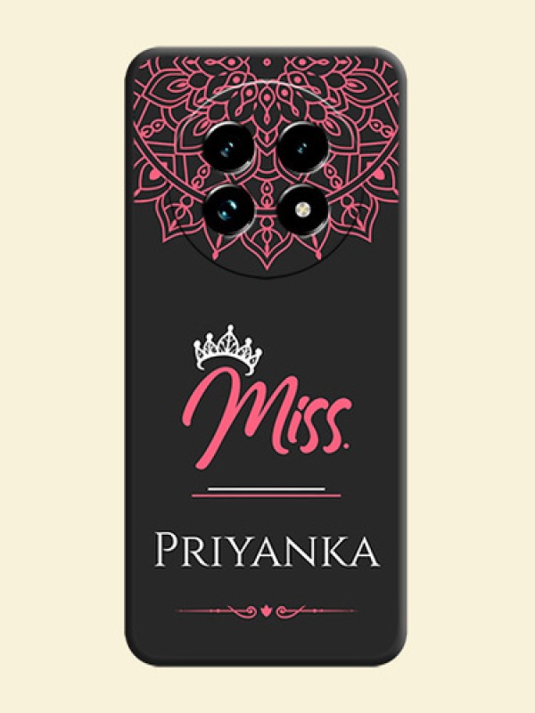 Mrs Name with Floral Design On Space Black Custom Soft Matte Mobile Back Cover - Realme 13 Pro Plus 5G