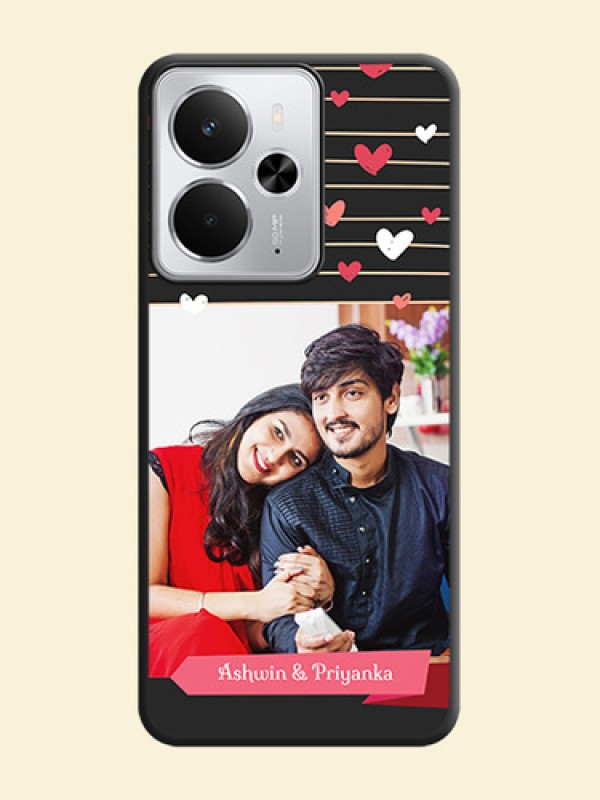 Love Pattern with Name on Pink Ribbon on Photo On Space Black Custom Soft Matte Mobile Back Cover - Realme 14 5G