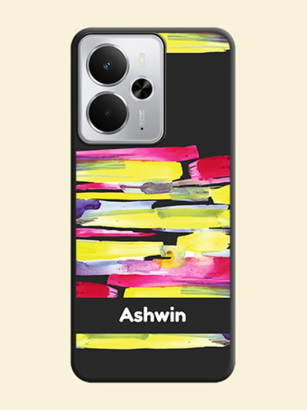 Brush Coloured On Space Black Custom Soft Matte Mobile Back Cover - Realme 14 5G