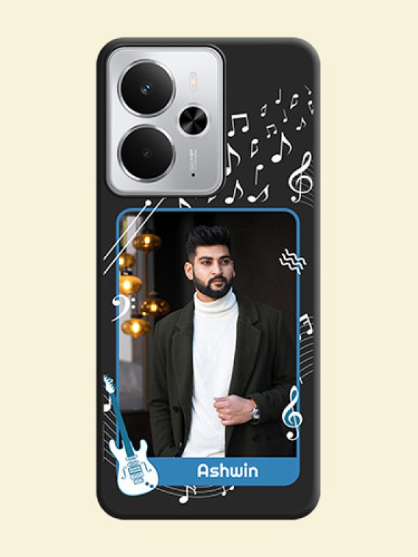 Musical Theme Design with Text on Photo On Space Black Custom Soft Matte Mobile Back Cover - Realme 14 5G