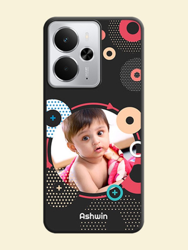 Multicoloured Round Image On Space Black Custom Soft Matte Mobile Back Cover - Realme 14 5G