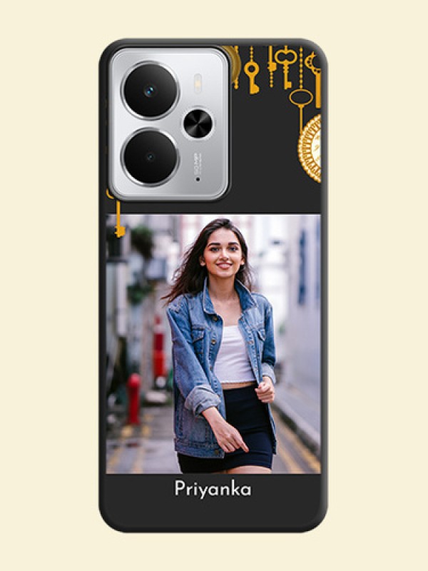 Decorative Design with Text On Space Black Custom Soft Matte Mobile Back Cover - Realme 14 5G