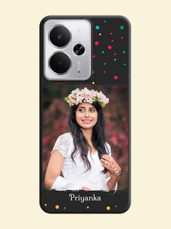 Multicolor Dotted Pattern with Text On Space Black Custom Soft Matte Mobile Back Cover - Realme 14 5G