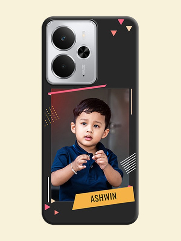 Photo Frame with Triangle Small Dots on Photo On Space Black Custom Soft Matte Mobile Back Cover - Realme 14 5G