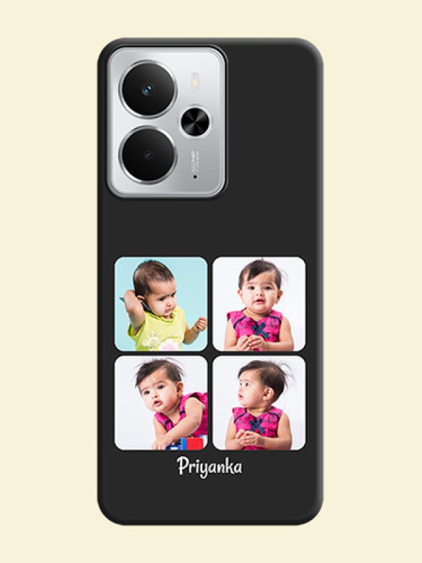 Floral Art with 6 Image Holder on Photo On Space Black Custom Soft Matte Mobile Back Cover - Realme 14 5G
