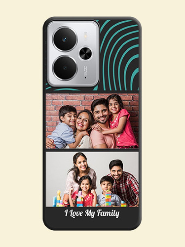 Wave Pattern with 2 Image Holder On Space Black Custom Soft Matte Mobile Back Cover - Realme 14 5G