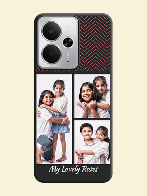 Wave Pattern with 3 Image Holder On Space Black Custom Soft Matte Mobile Back Cover - Realme 14 5G