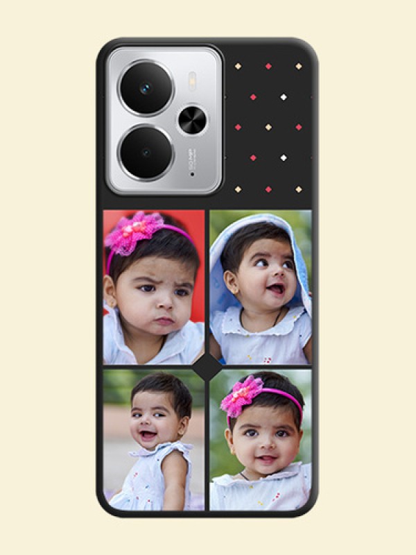 Multicolor Dotted Pattern with 4 Image Holder On Space Black Custom Soft Matte Mobile Back Cover - Realme 14 5G