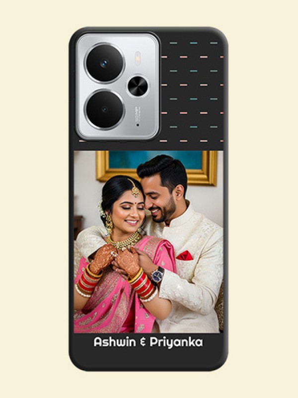 Line Pattern Design with Text On Space Black Custom Soft Matte Mobile Back Cover - Realme 14 5G