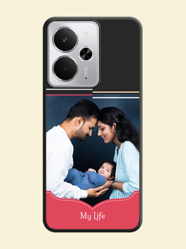 Classic Plain Design with Name On Space Black Custom Soft Matte Mobile Back Cover - Realme 14 5G