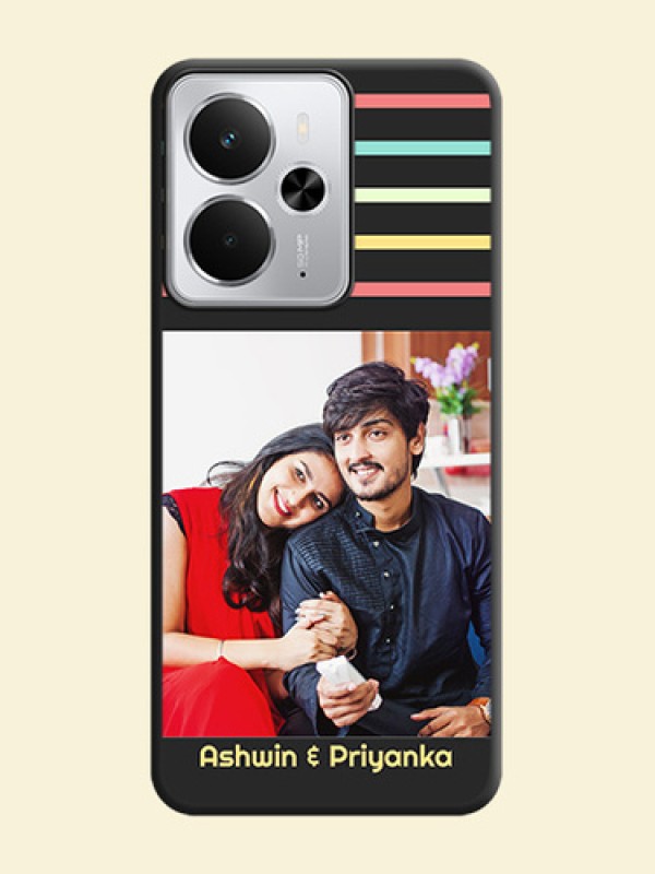 Color Stripes with Photo and Text on Photo On Space Black Custom Soft Matte Mobile Back Cover - Realme 14 5G