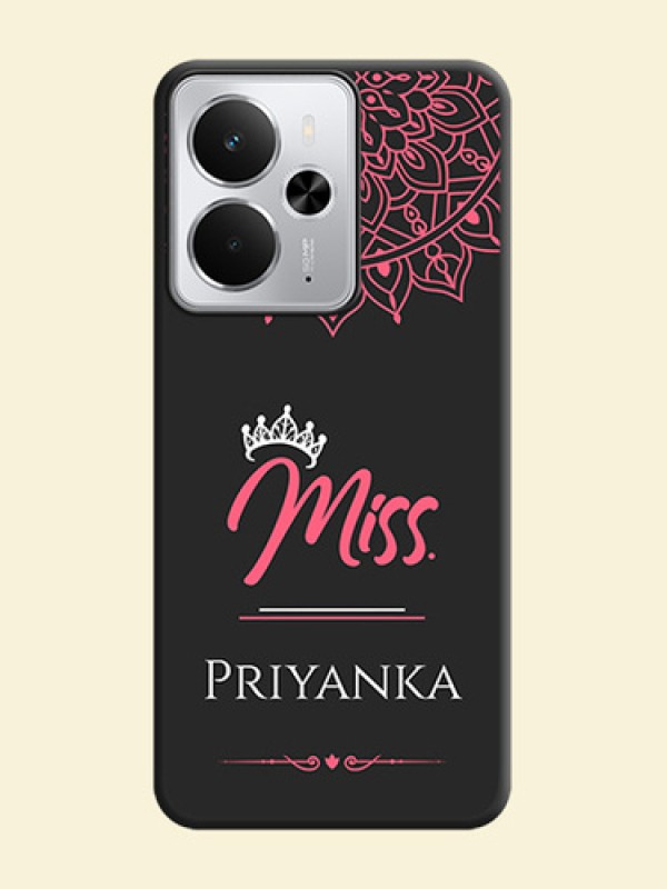 Mrs Name with Floral Design On Space Black Custom Soft Matte Mobile Back Cover - Realme 14 5G