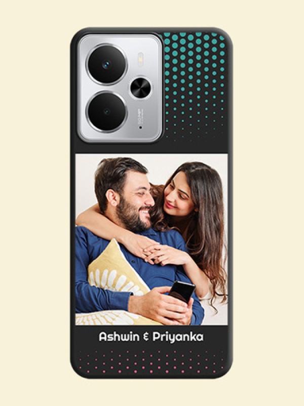 Faded Dots with Grunge Photo Frame and Text On Space Black Custom Soft Matte Mobile Back Cover - Realme 14 5G