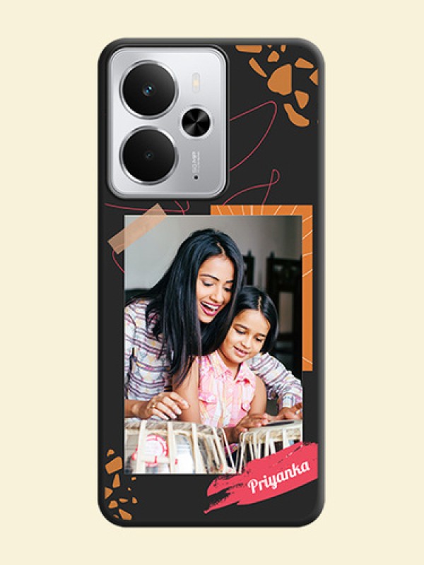 Orange Photo Frame On Space Black Custom Soft Matte Mobile Back Cover - Realme 14 5G
