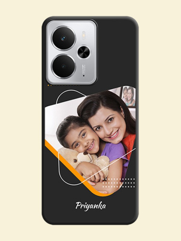 Yellow Triangle on Photo On Space Black Custom Soft Matte Mobile Back Cover - Realme 14 5G