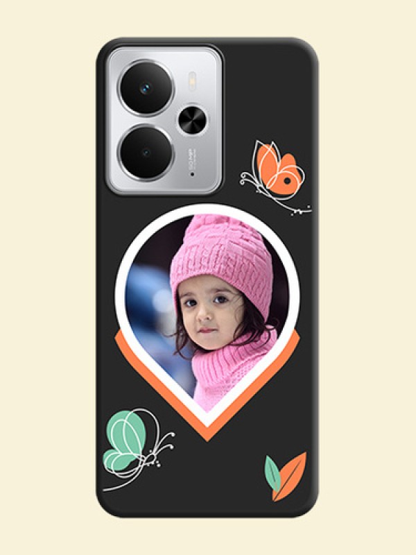 Upload Pic With Simple Butterly Design On Space Black Custom Soft Matte Mobile Back Cover - Realme 14 5G