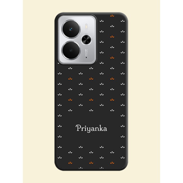 Simple Pattern With Custom Text On Space Black Custom Soft Matte Mobile Back Cover - Realme 14 5G