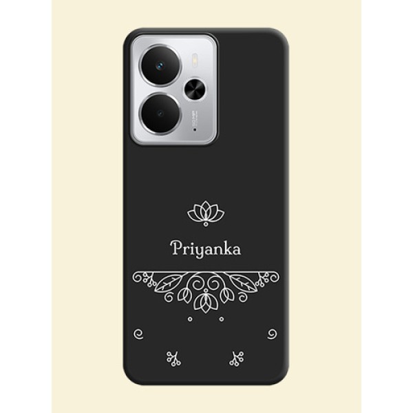 Lotus Garden Custom Text On Space Black Custom Soft Matte Mobile Back Cover - Realme 14 5G