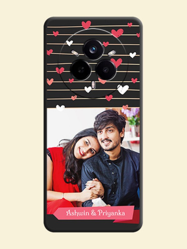 Love Pattern with Name on Pink Ribbon on Photo On Space Black Custom Soft Matte Mobile Back Cover - Realme 14 Pro 5G