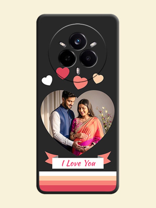 Love Shaped Photo with Colorful Stripes On Space Black Custom Soft Matte Mobile Back Cover - Realme 14 Pro 5G