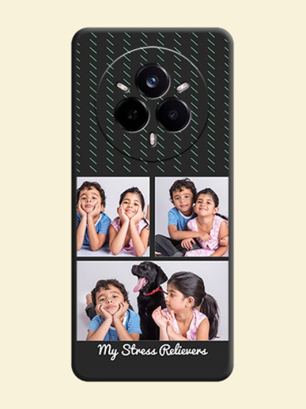 Cross Dotted Pattern with 2 Image Holder On Space Black Custom Soft Matte Mobile Back Cover - Realme 14 Pro 5G