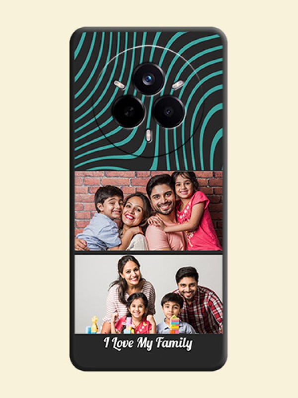 Wave Pattern with 2 Image Holder On Space Black Custom Soft Matte Mobile Back Cover - Realme 14 Pro 5G
