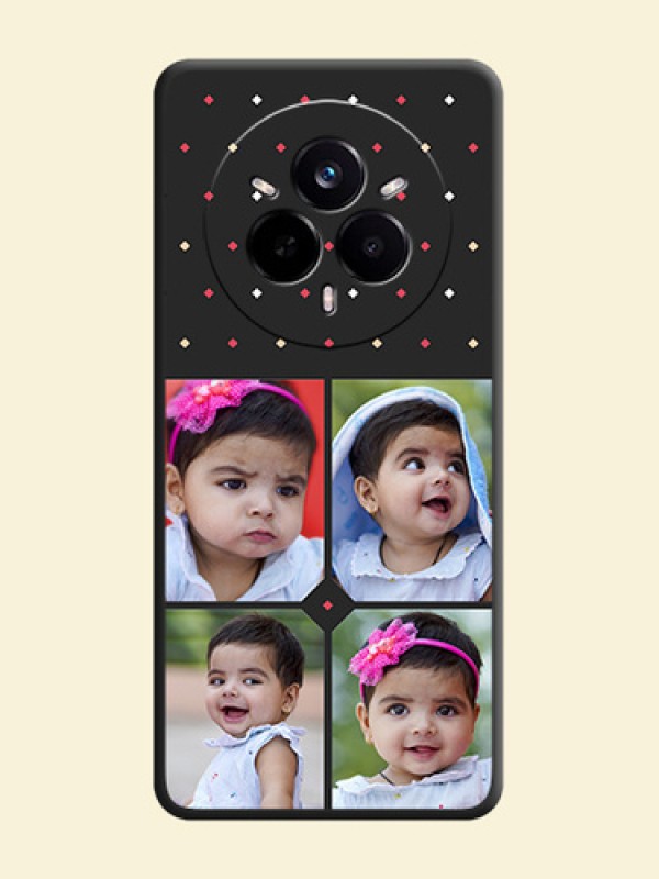 Multicolor Dotted Pattern with 4 Image Holder On Space Black Custom Soft Matte Mobile Back Cover - Realme 14 Pro 5G