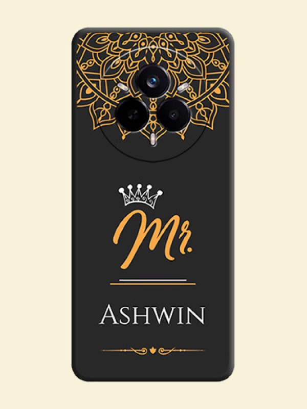 Mr Name with Floral Design On Space Black Custom Soft Matte Mobile Back Cover - Realme 14 Pro 5G