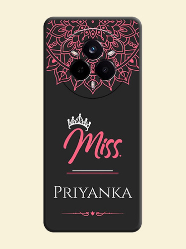 Mrs Name with Floral Design On Space Black Custom Soft Matte Mobile Back Cover - Realme 14 Pro 5G