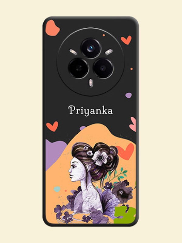 Namecase For Her With Fancy Lady Image On Space Black Custom Soft Matte Mobile Back Cover - Realme 14 Pro 5G