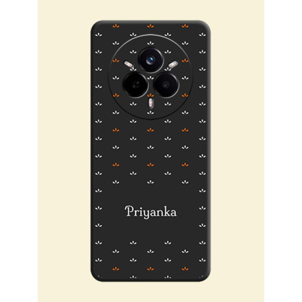 Simple Pattern With Custom Text On Space Black Custom Soft Matte Mobile Back Cover - Realme 14 Pro 5G