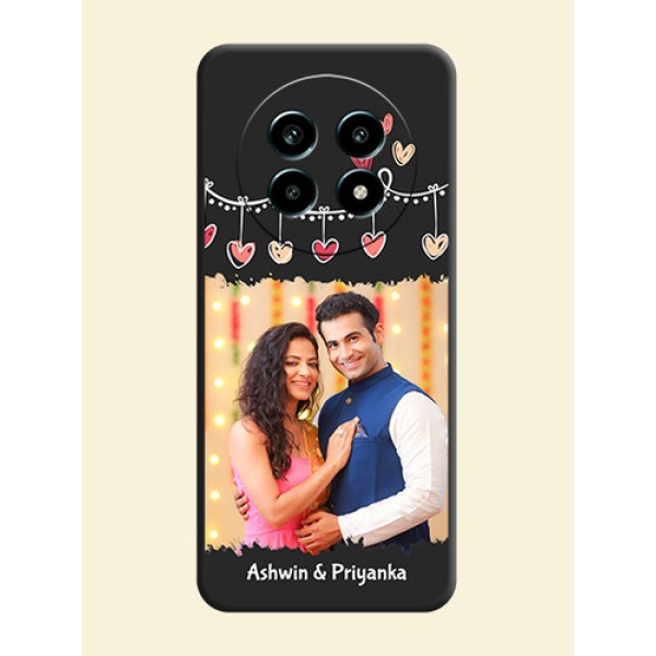 Pink Love Hangings with Name On Space Black Custom Soft Matte Mobile Back Cover - Realme 14 Pro Lite 5G Pink Love Hangings with Name On Space Black Custom Soft Matte Mobile Back Cover - Realme 14 Pro Lite 5G