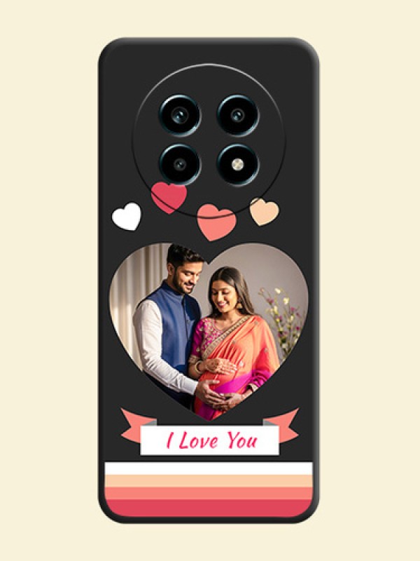 Love Shaped Photo with Colorful Stripes On Space Black Custom Soft Matte Mobile Back Cover - Realme 14 Pro Lite 5G