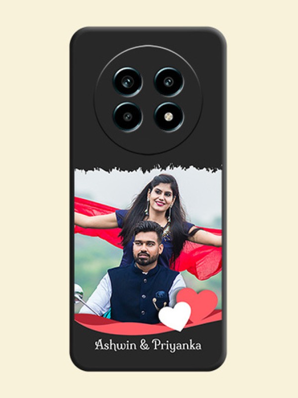 Pin Color Love Shaped Ribbon Design with Text On Space Black Custom Soft Matte Mobile Back Cover - Realme 14 Pro Lite 5G