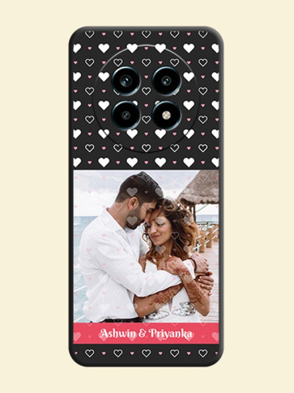 White Color Love Symbols with Text Design on Photo On Space Black Custom Soft Matte Mobile Back Cover - Realme 14 Pro Lite 5G