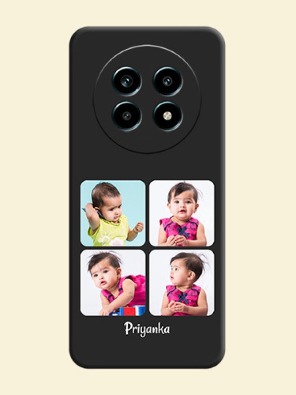 Floral Art with 6 Image Holder on Photo On Space Black Custom Soft Matte Mobile Back Cover - Realme 14 Pro Lite 5G