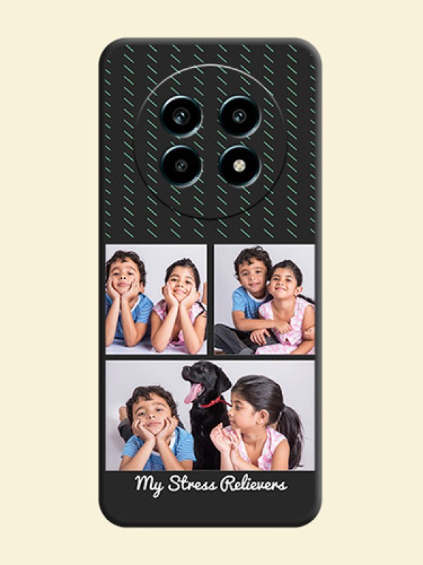 Cross Dotted Pattern with 2 Image Holder On Space Black Custom Soft Matte Mobile Back Cover - Realme 14 Pro Lite 5G