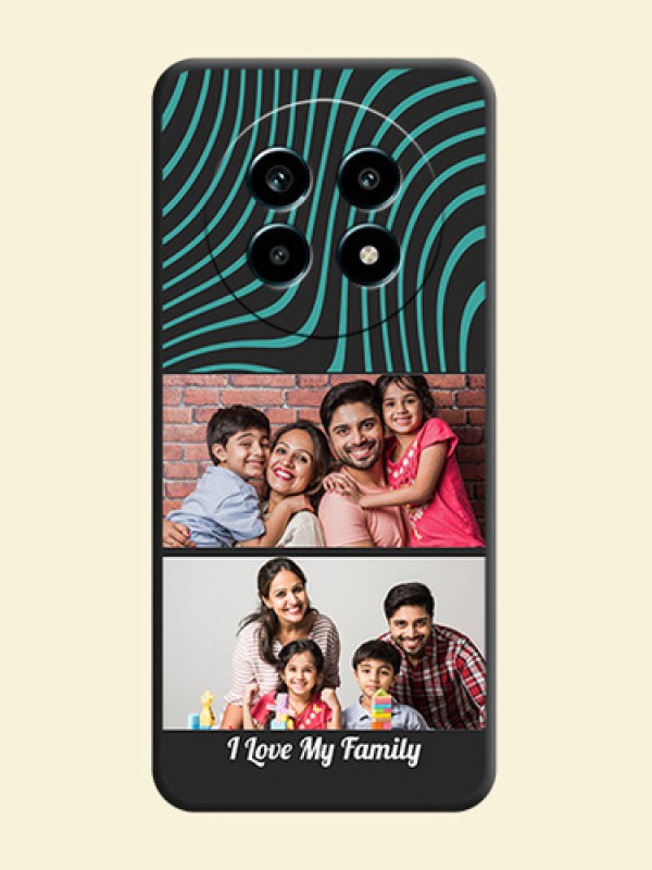 Wave Pattern with 2 Image Holder On Space Black Custom Soft Matte Mobile Back Cover - Realme 14 Pro Lite 5G
