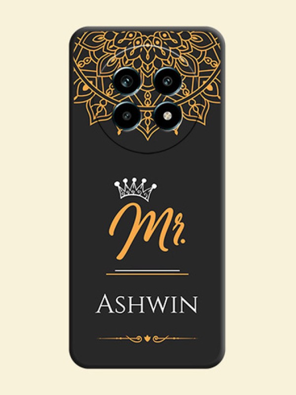 Mr Name with Floral Design On Space Black Custom Soft Matte Mobile Back Cover - Realme 14 Pro Lite 5G