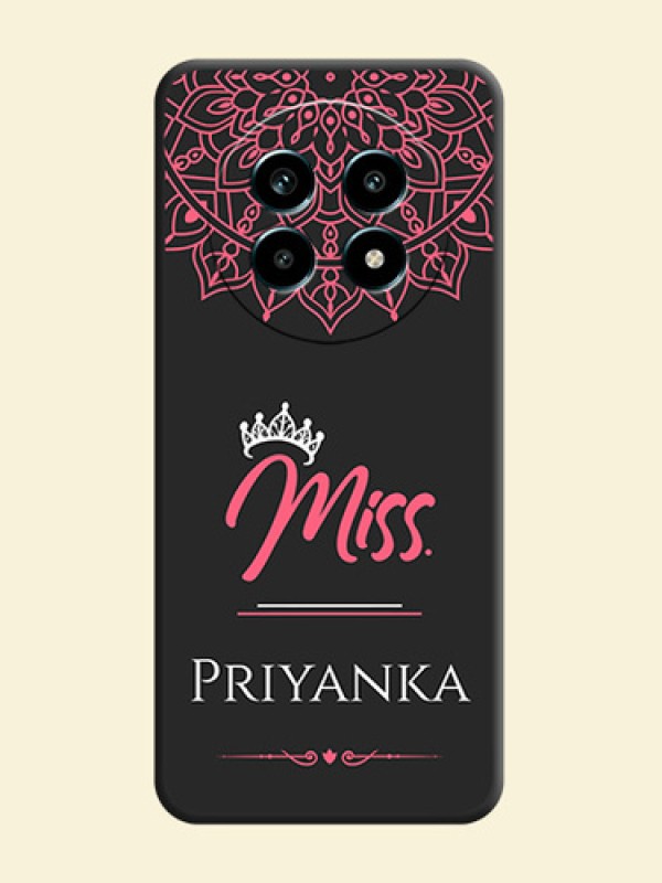 Mrs Name with Floral Design On Space Black Custom Soft Matte Mobile Back Cover - Realme 14 Pro Lite 5G