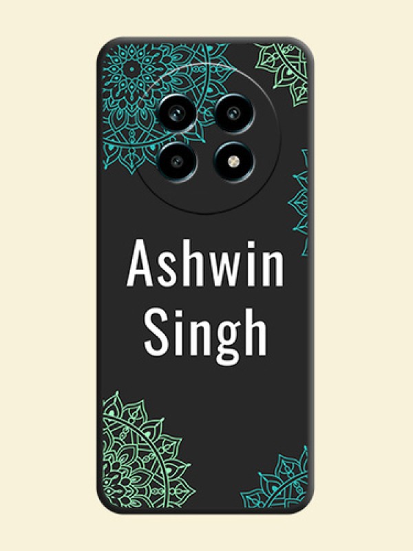Your Name with Floral Design On Space Black Custom Soft Matte Mobile Back Cover - Realme 14 Pro Lite 5G