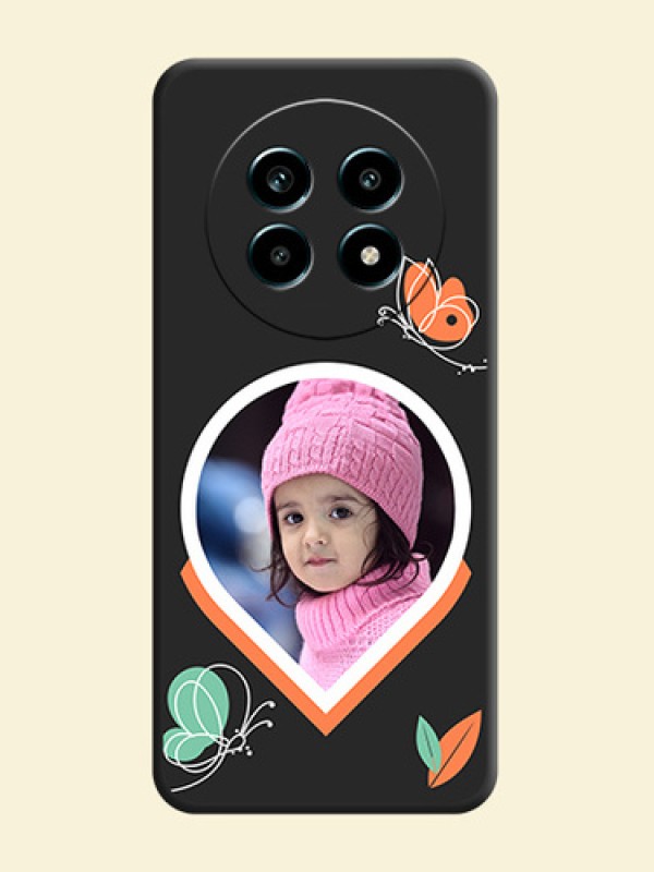 Upload Pic With Simple Butterly Design On Space Black Custom Soft Matte Mobile Back Cover - Realme 14 Pro Lite 5G