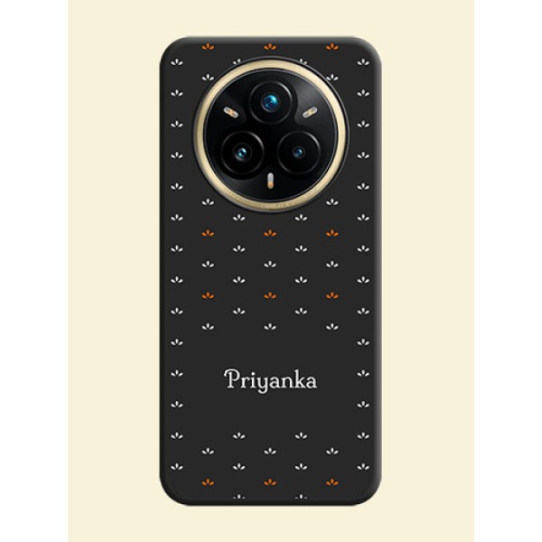 Simple Pattern With Custom Text On Space Black Custom Soft Matte Mobile Back Cover - Realme 14 Pro Plus 5G